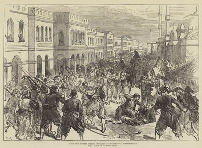 Street Riot between Turkish Gendarmes and Christians at Constantinople by Sir John Charles Robinson